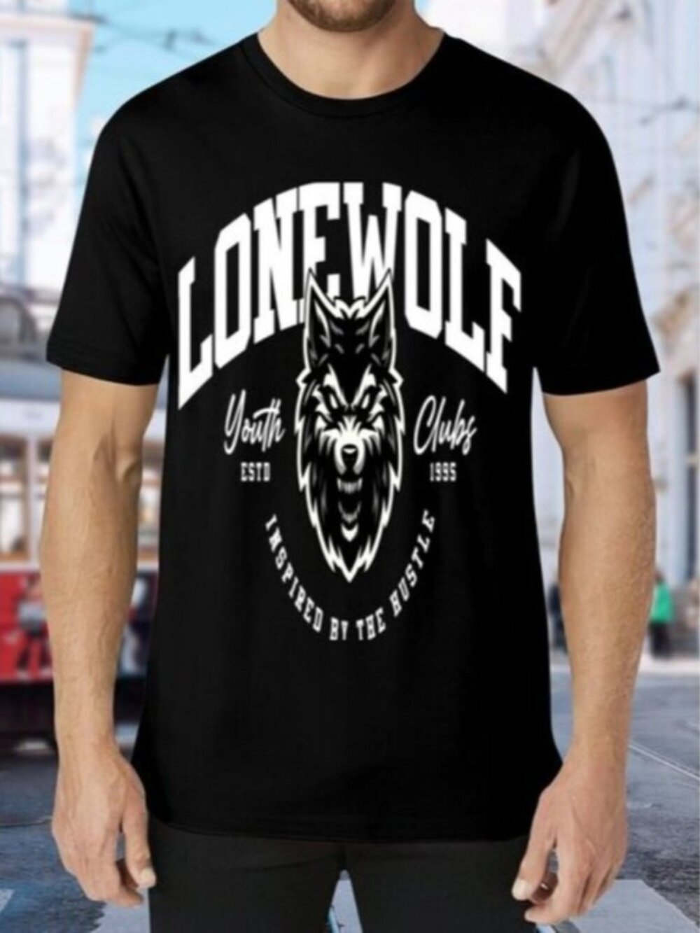 Black Lone Wolf Graphic T-Shirt